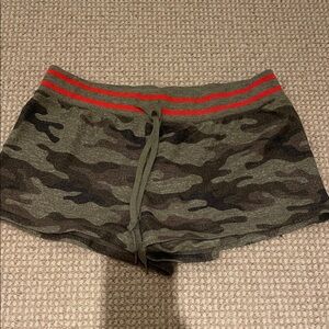 PJ Salvage Camo Green and Red Women's Shorts